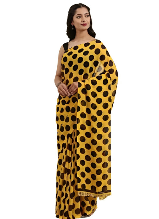 Yellow Poly Georgette Casual Saree