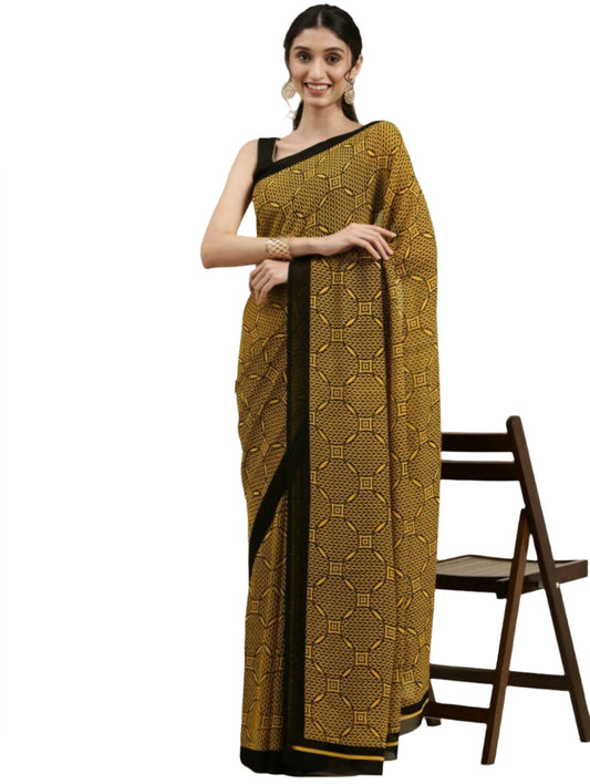 Mustard & Black Saree