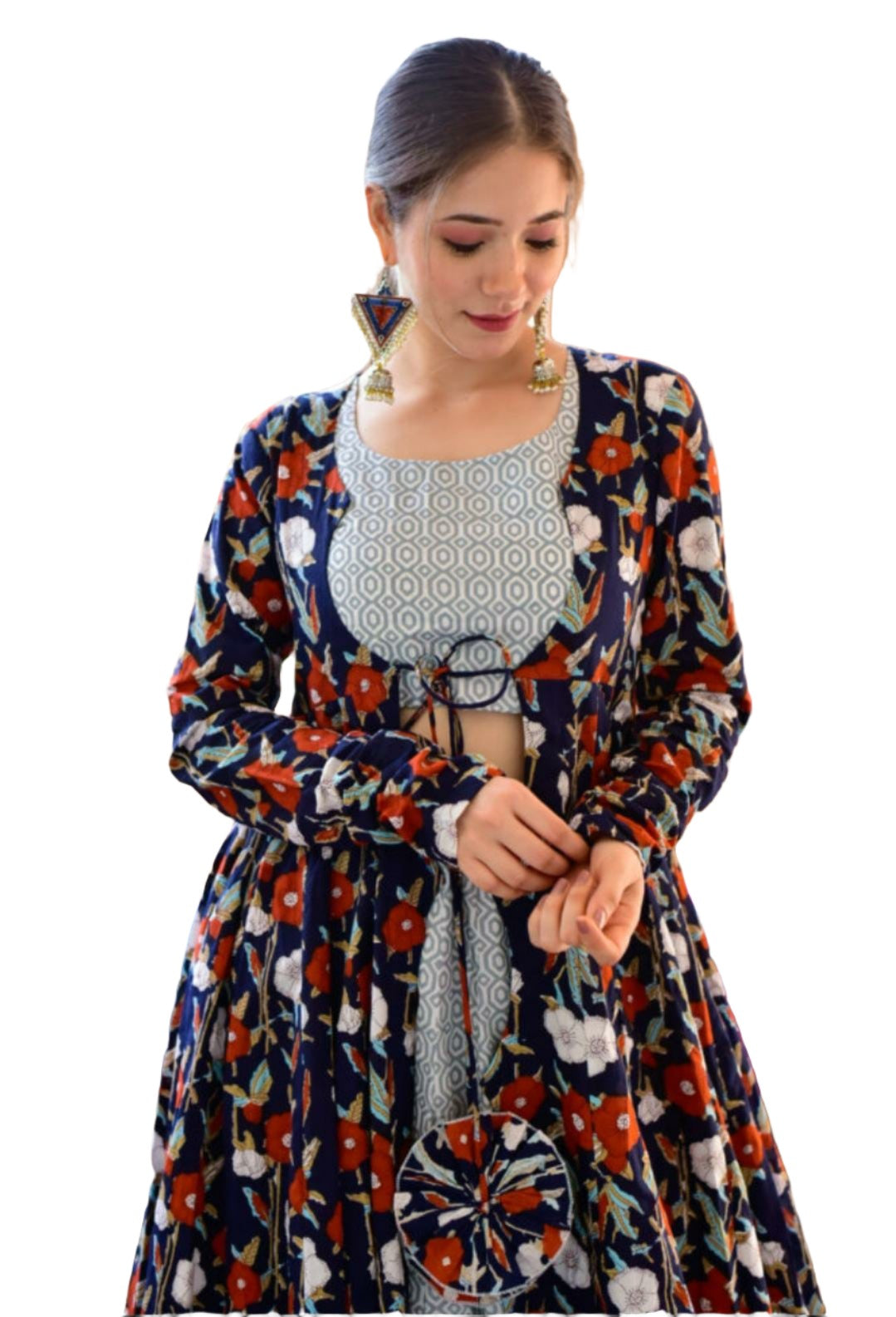 CropTop Skirt With Shrug Set(Indian Collection)