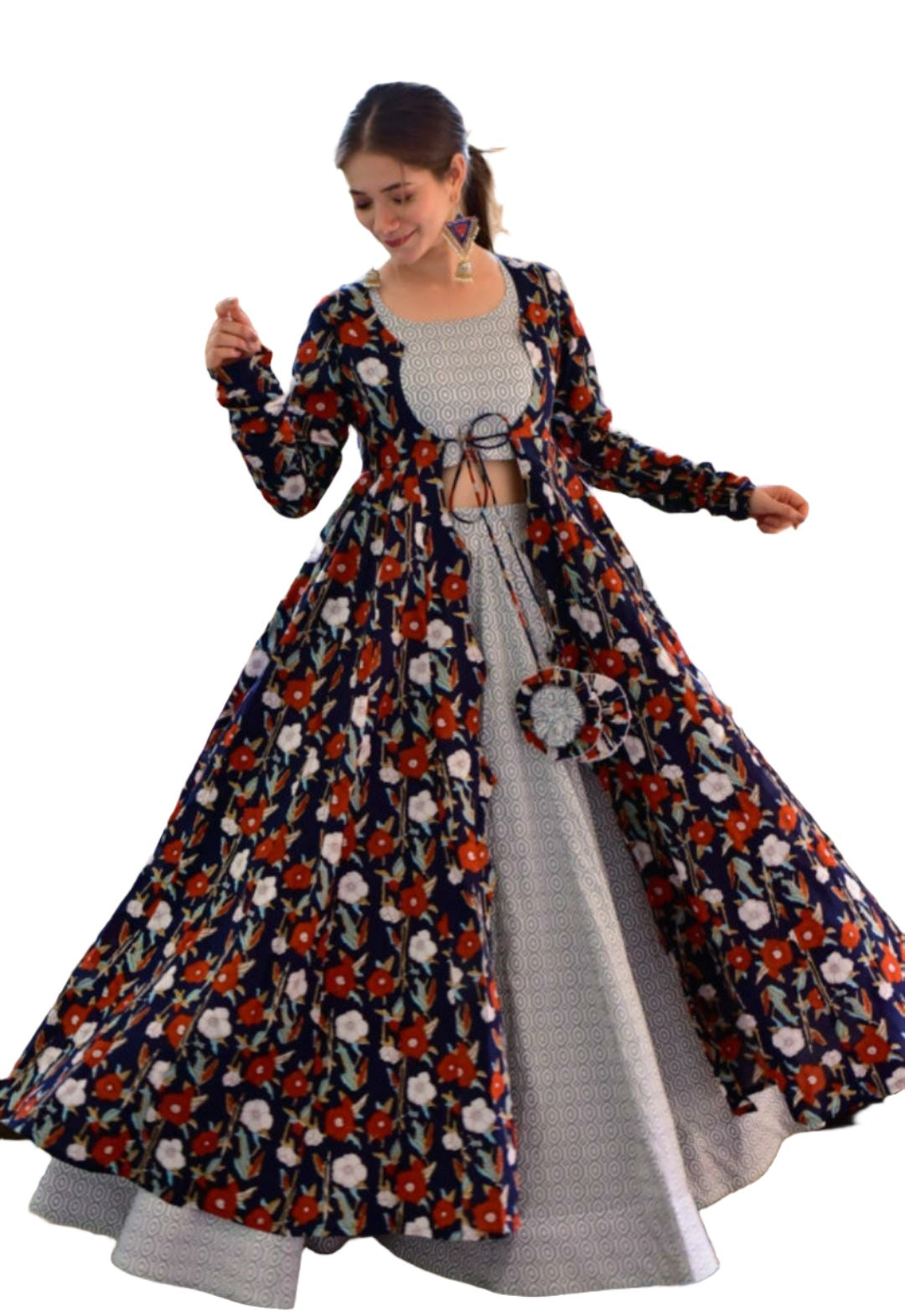 CropTop Skirt With Shrug Set(Indian Collection)