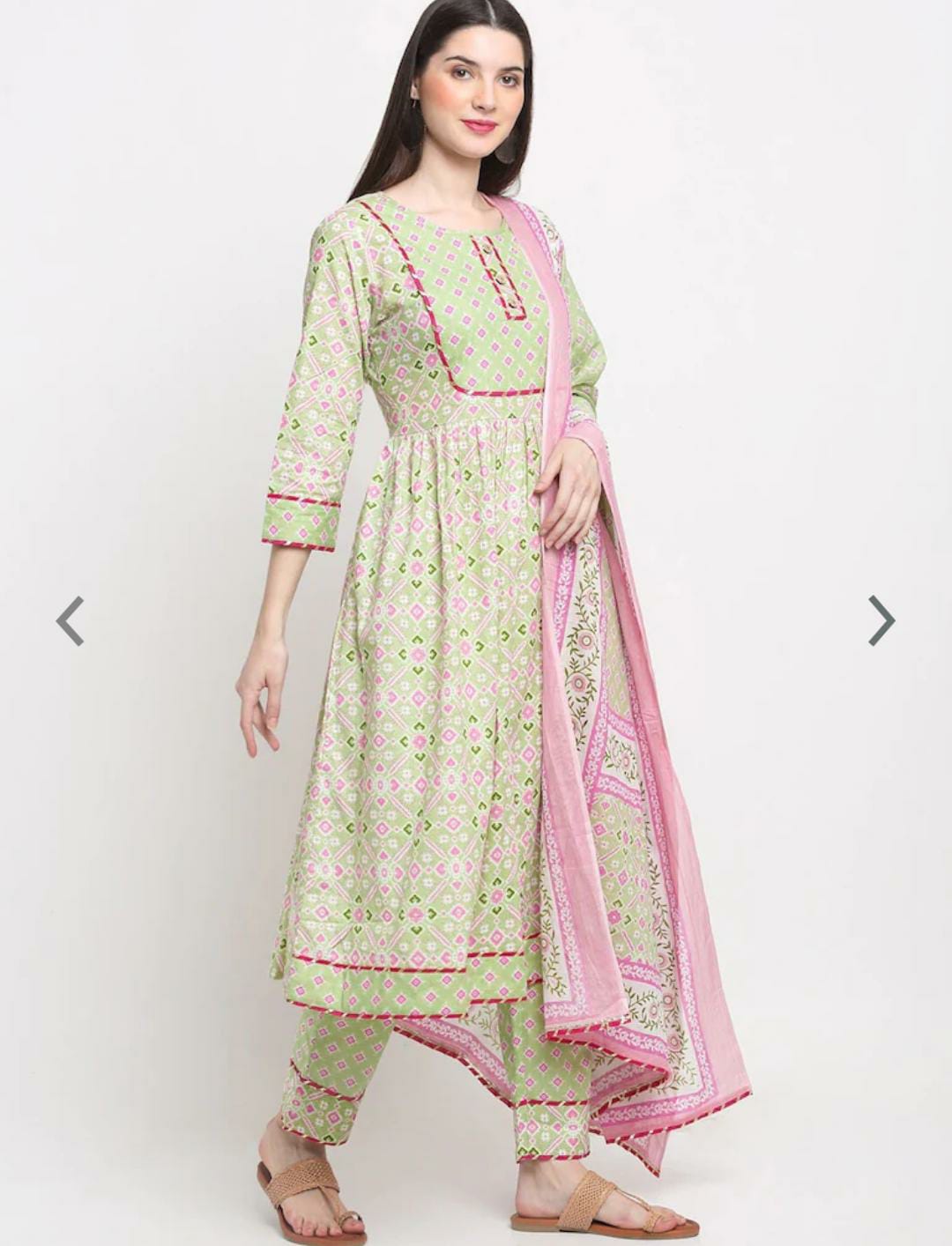 Women Fluorescent Green Embroidered Pure Cotton Trousers Suit(Indian Deginer Outfit)