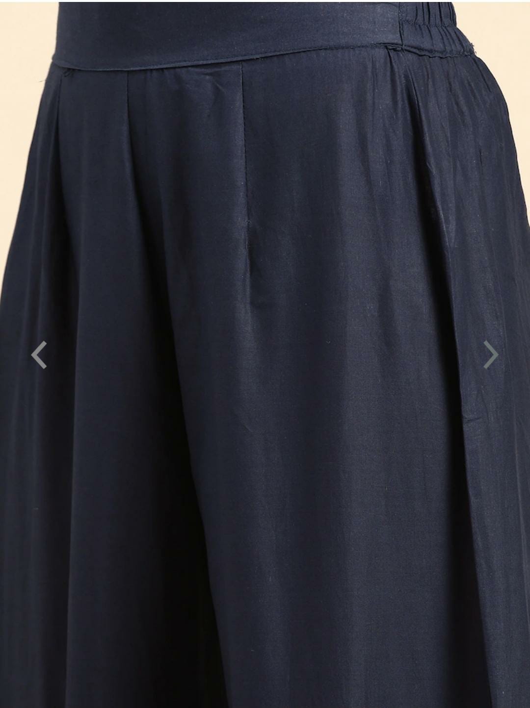 Navy Blue Design Thread Work Pure Cotton Kurta With Palazzos(Indian outfit)
