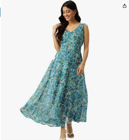 Georgette Casual Floral Maxi Dress in Berlin