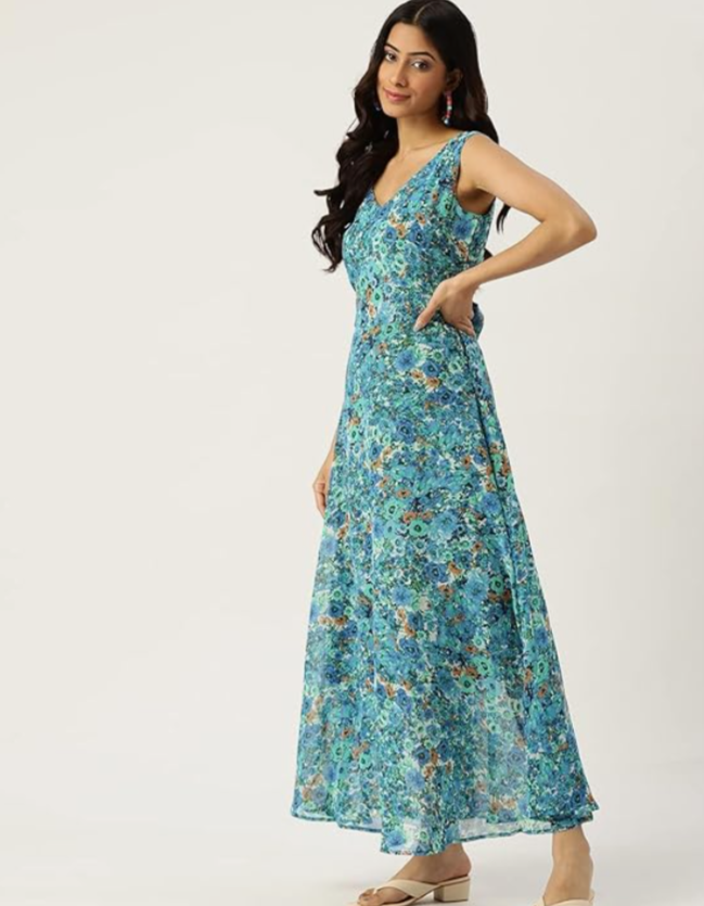 Georgette Casual Floral Maxi Dress in Berlin