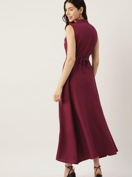 Georgette Casual Solid Maxi Dress embroidery and fabric detail - Neha Couture Indian Fashion