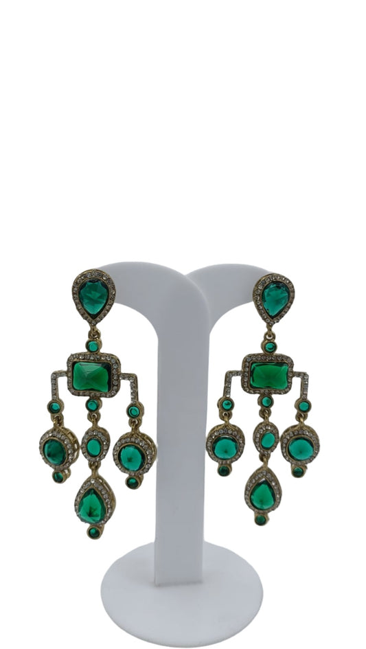 Designer Kundan Stone Studded Jhumka Golden Earrings in Essen