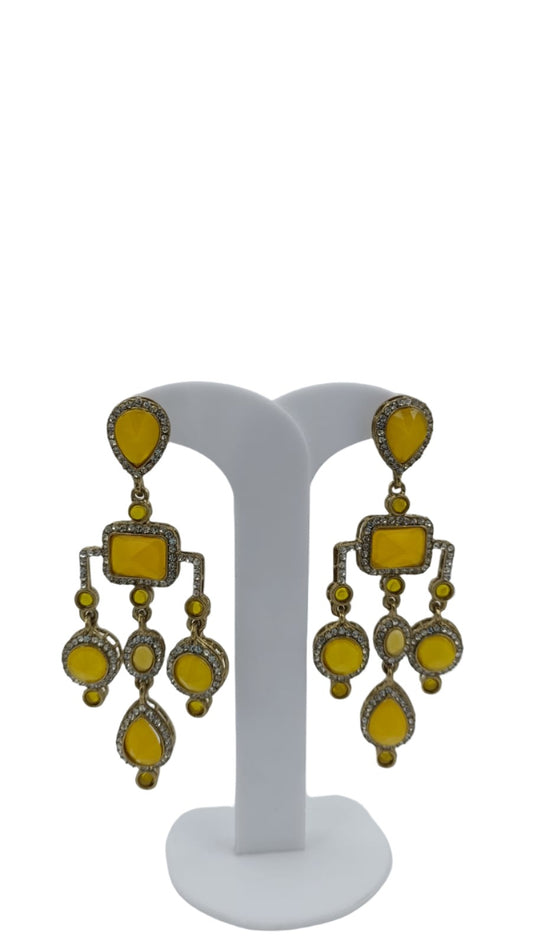Designer Kundan Stone Studded Jhumks Golden Earrings in Germany