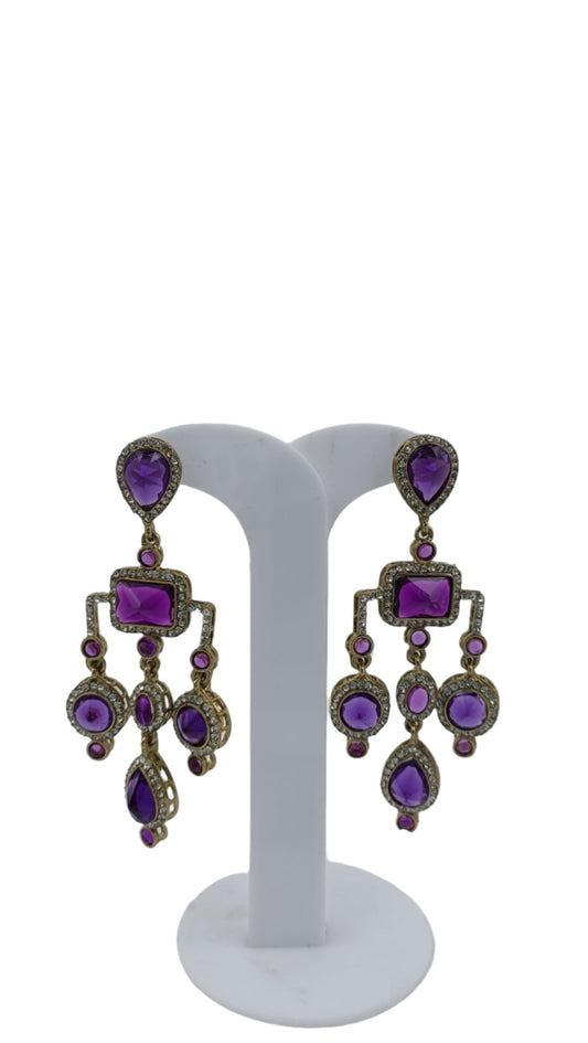 Designer Kundan Stone Studded Jhumka Golden Earrings in Essen