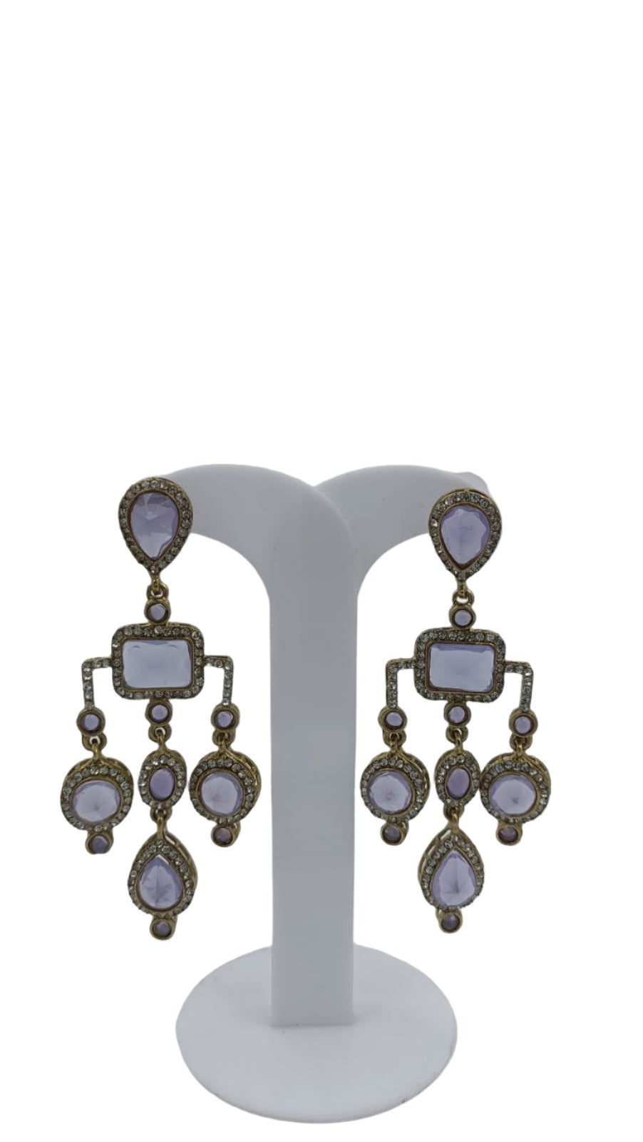 Designer Kundan Stone Studded Jhumka Golden Earrings in Paris