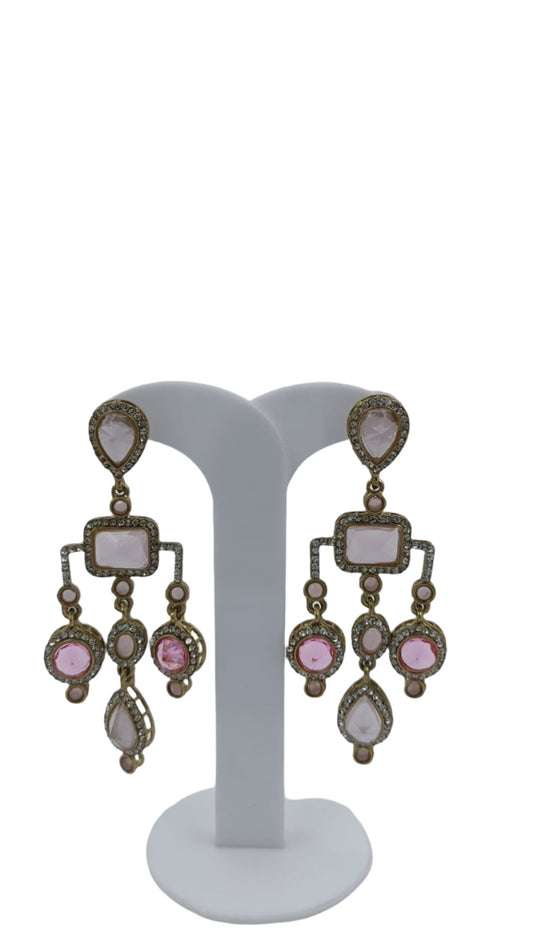 Designer Kundan Stone Studded Jhumka Golden Earrings in Germany