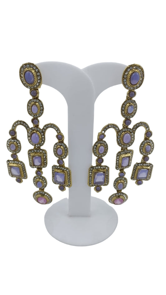 Designer Kundan Stone Studded Jhumka Golden Earrings in Paris