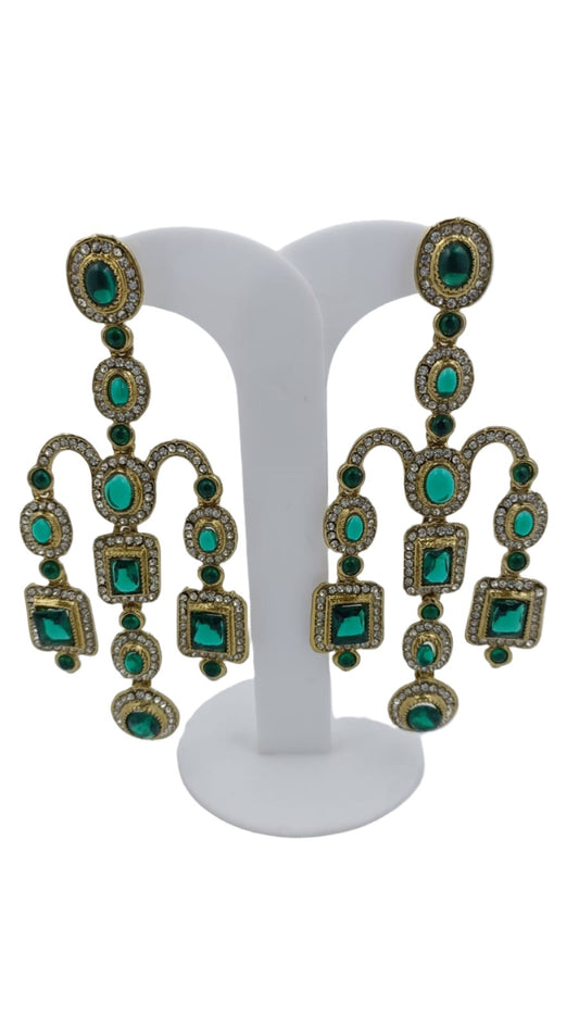 Designer Kundan Stone Studded Jhumka Golden Earrings in Essen