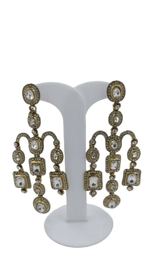 Designer Kundan Stone Studded Jhumka Golden Earrings in Germany