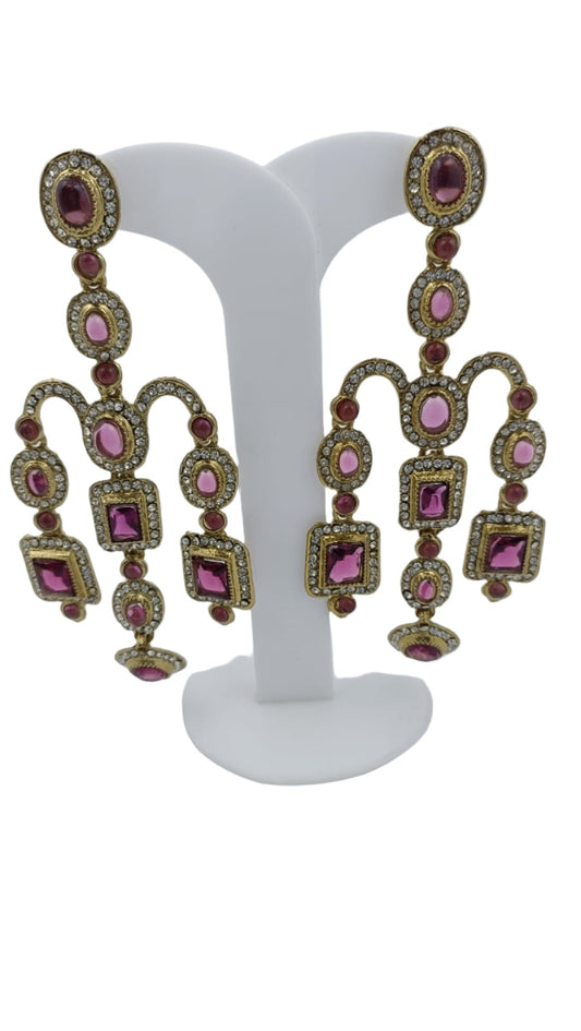 Designer Kundan Stone Studded Jhumka Golden Earrings in Essen