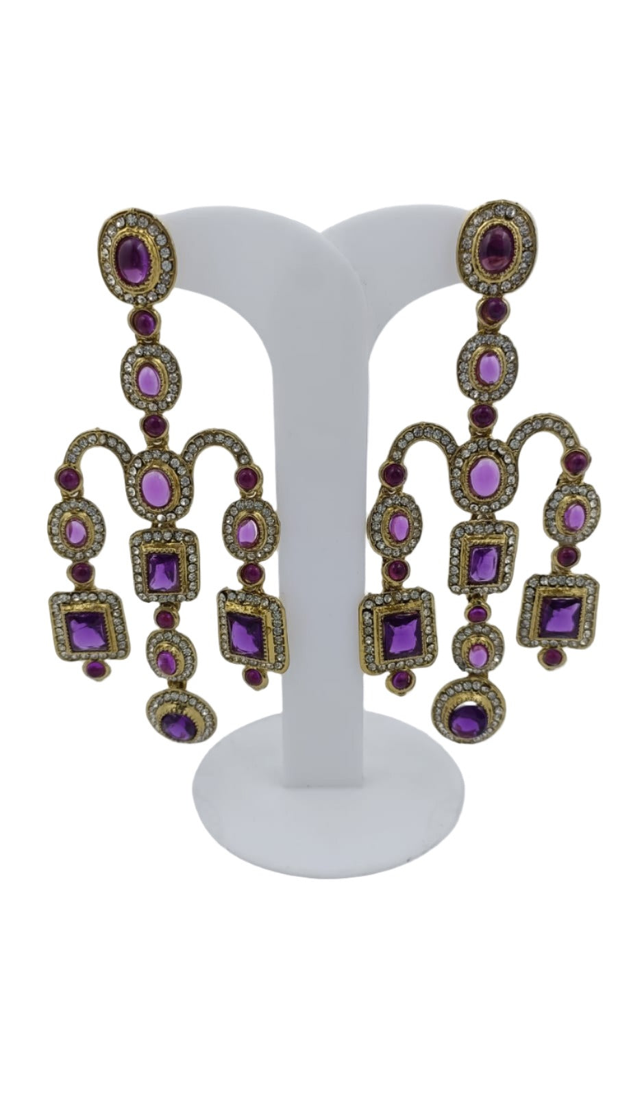 Designer Kundan Stone Studded Jhumka Golden Earrings in Paris
