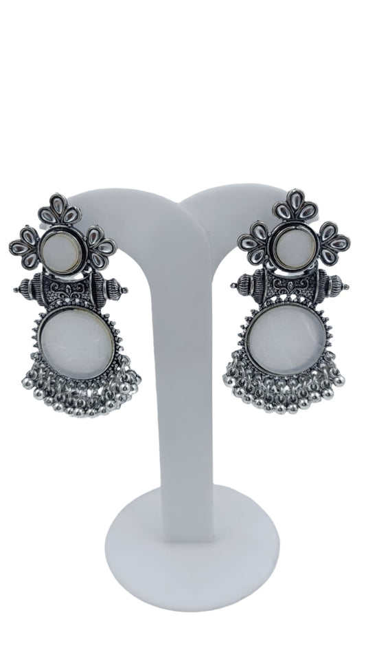 Silver Oxidised Mirror Jhumka Earrings in Germany