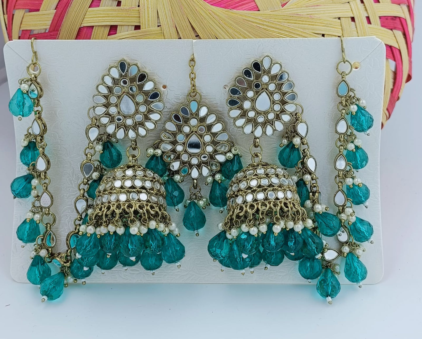 Gold Finish Kundan And Purple Bead Jhumka Earrings in Germany