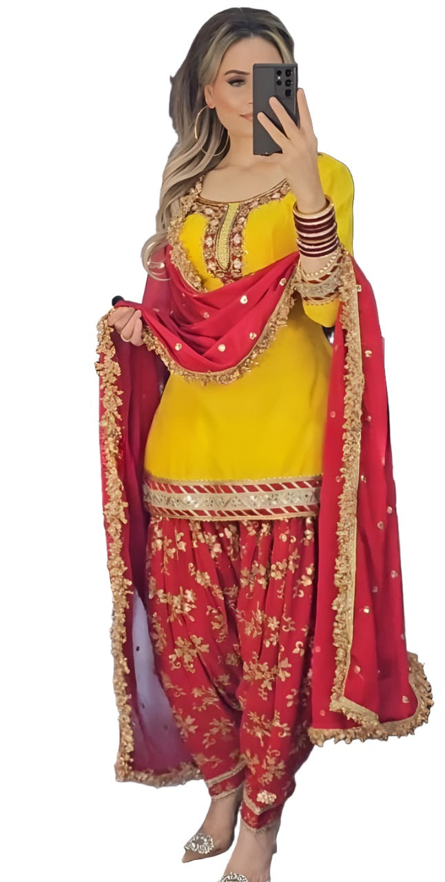 Heavy Faux Georgette Sharara Suit 