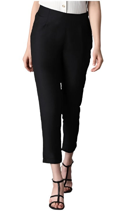 Black Solid Trouser in Paris