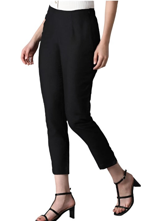 Black Solid Trouser in Paris