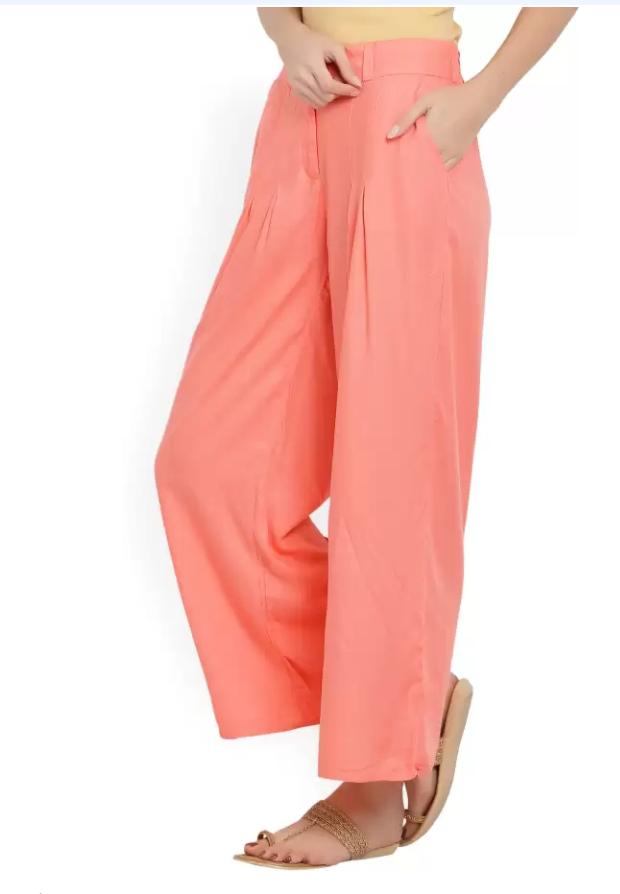 Women Regular Fit Pink Cotton Blend Trousers in Paris