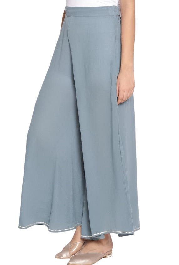 Women Light Blue Viscose Rayon Trousers in Paris
