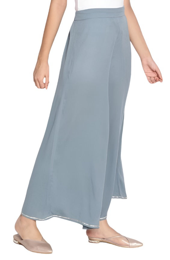Women Light Blue Viscose Rayon Trousers in Paris