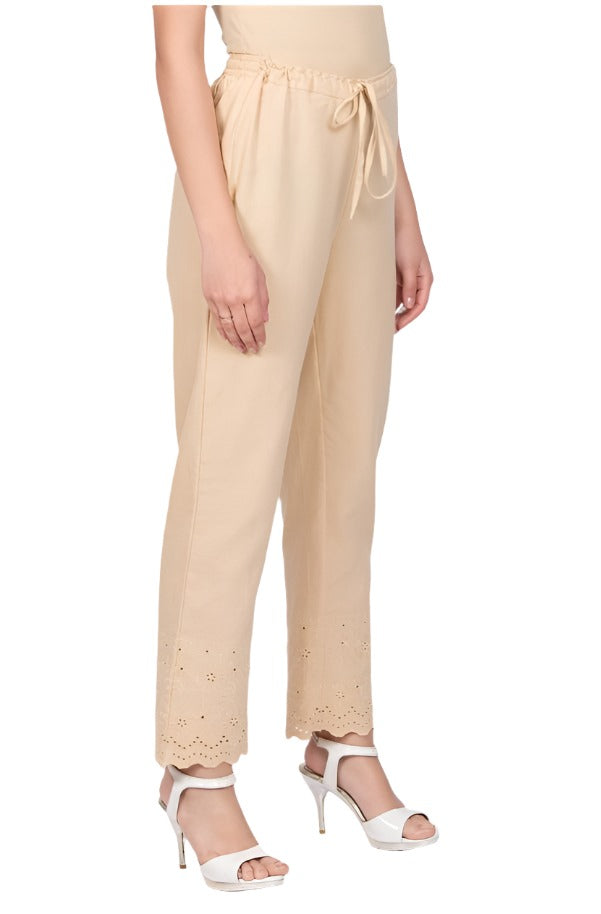 BEIGE COTTON FLAX PANTS IN ESSEN