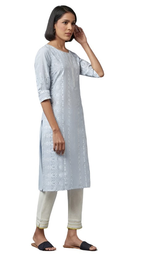 Blue Printed kurta with Sequins in Munich