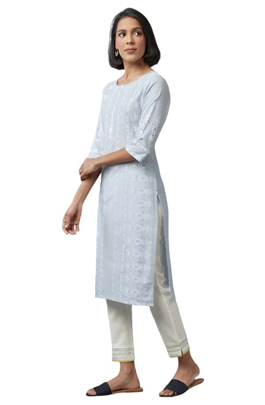 Blue Printed kurta with Sequins in Munich