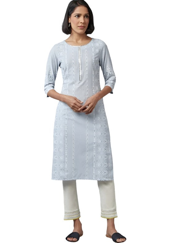 Blue Printed kurta with Sequins in Munich