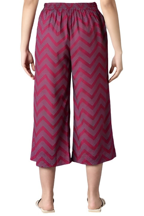 Pink Geometric Printed Culottes embroidery and fabric detail - Neha Couture Indian Fashion