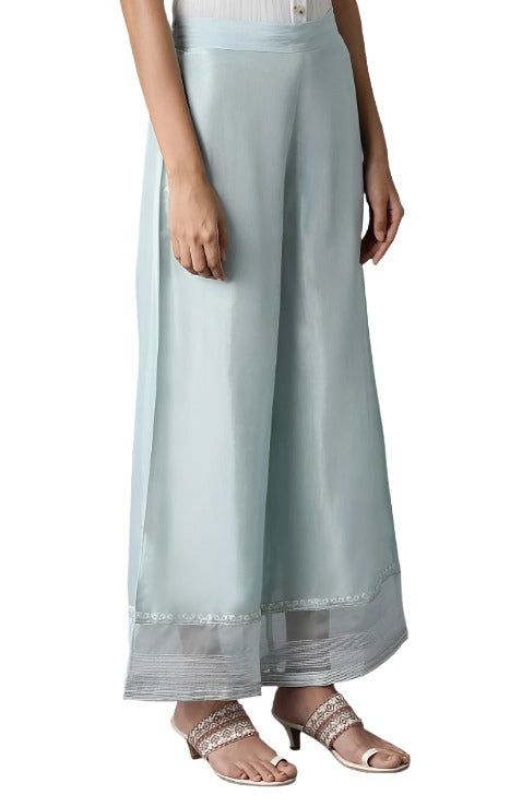 Sky Blue Shantung Parallel Pants in Paris