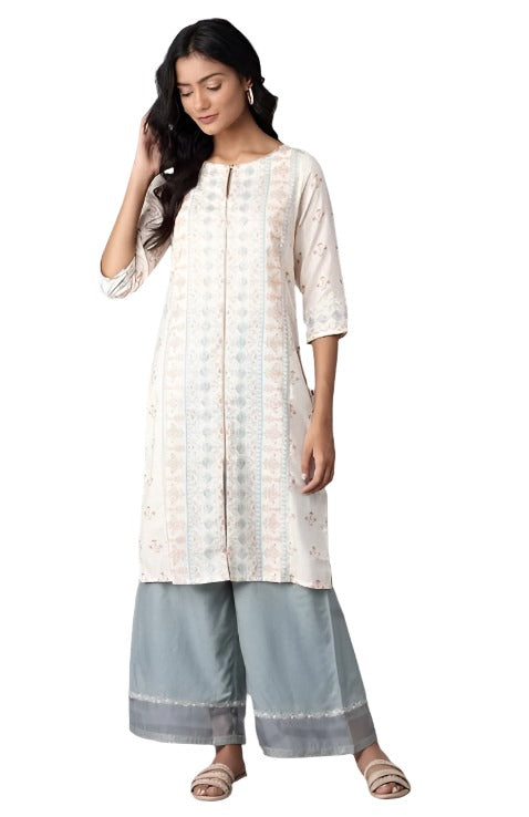 Ecru Floral Printed kurta in Germany