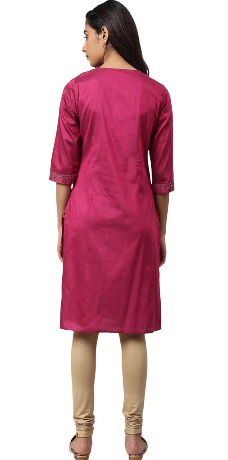 Magenta Mukaish Printed kurta With Sequins in Essen