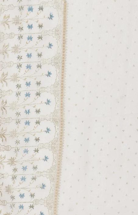 Beige Printed kurta Palazzo Dupatta Set embroidery and fabric detail - Neha Couture Indian Fashion