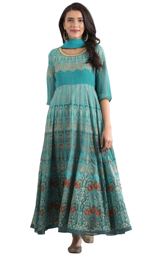 Teal Round Neck kurta Set in Paris
