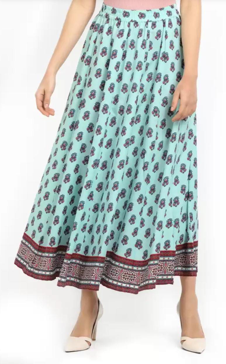 Women Printed Flared Multicolor Skirt in Essen