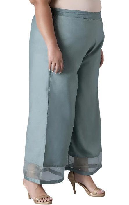 Sea Green Solid Parallel Pants in Essen