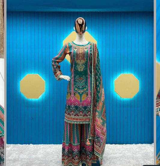 Silk Embroidery work Pakistani Suit Front