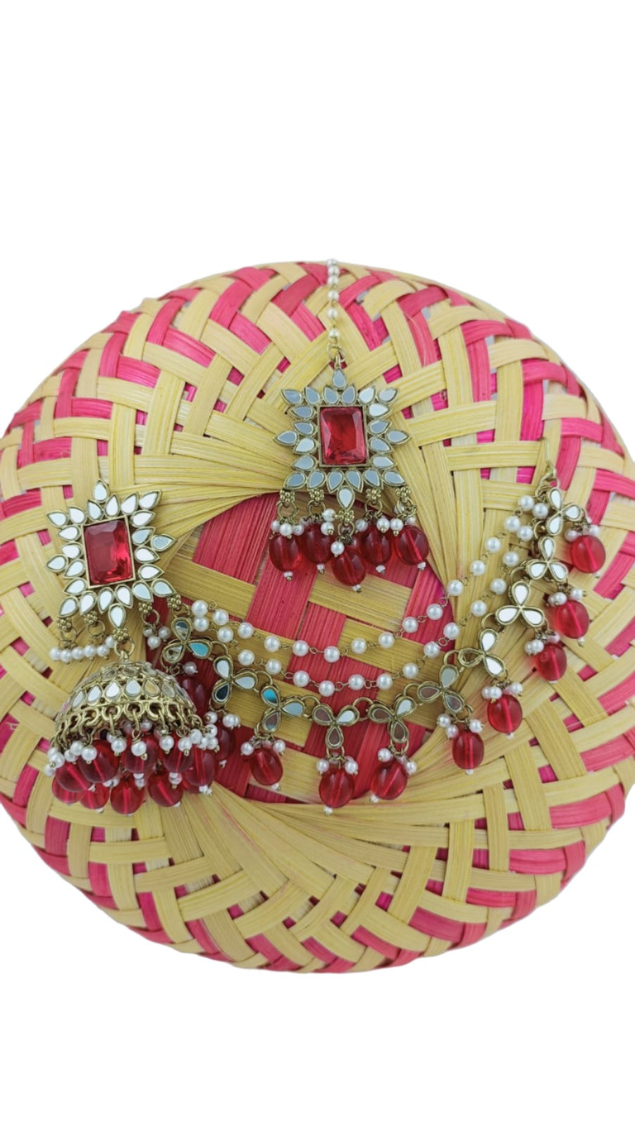Mirror Earrings & Maang Tikka set