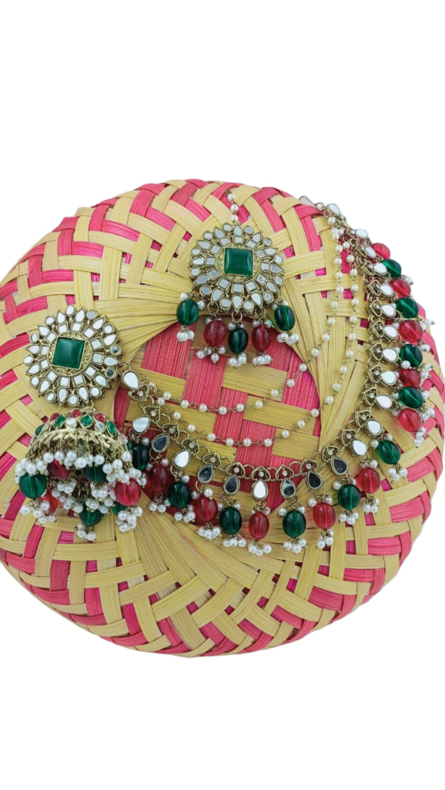 Mirror Earrings & Maang Tikka set