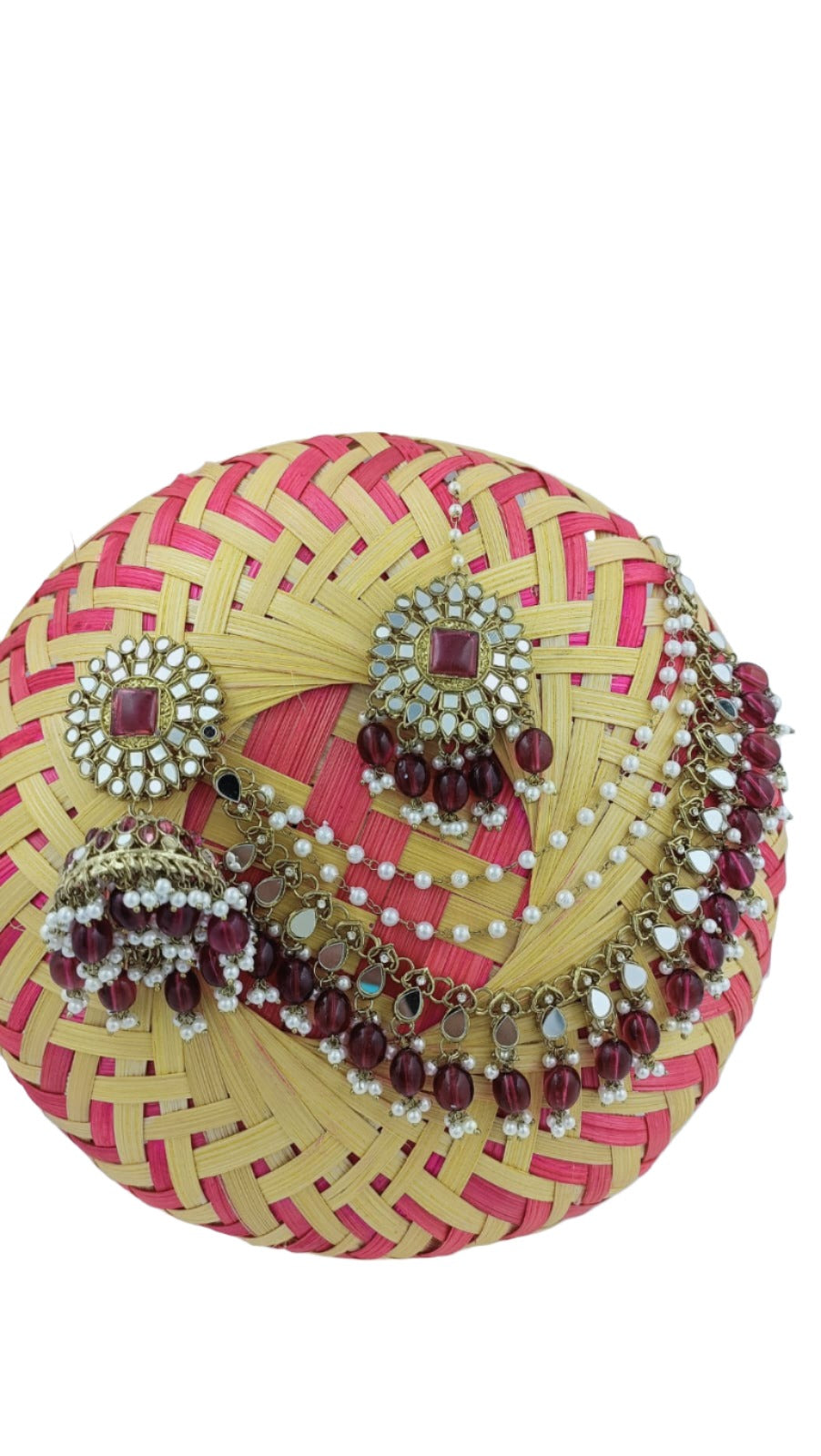 Mirror Earrings & Maang Tikka set