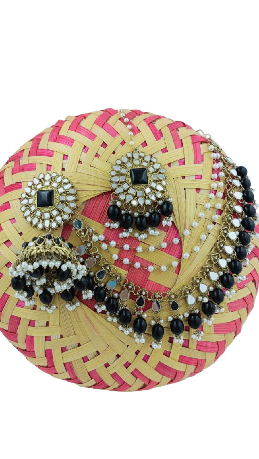 Mirror Earrings & Maang Tikka set