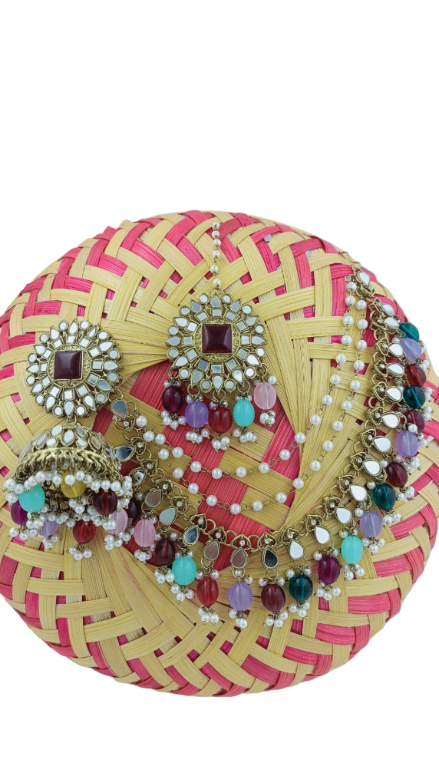 Mirror work Earrings & Maang Tikka set in Germany