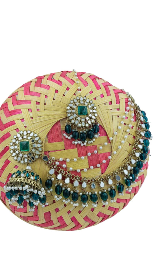 Mirror work Earrings & Maang Tikka set in Germany