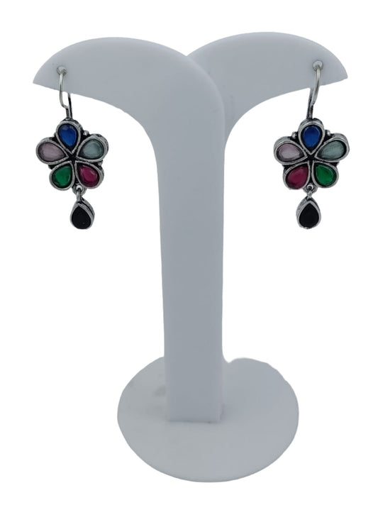 Silver Multicolours Beaded Brass Earring For Women in Munich