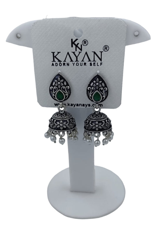 German Silver Plated Beaded Oxidized Earrings  in Germany