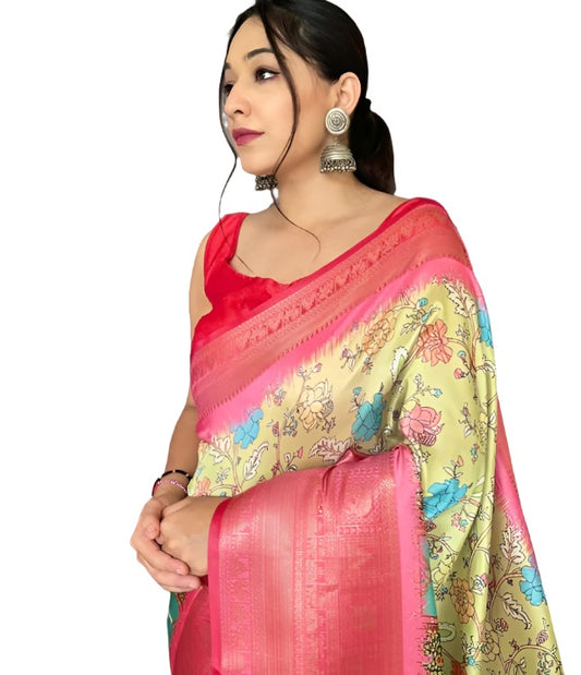 Silk Saree embroidery and fabric detail - Neha Couture Indian Fashion