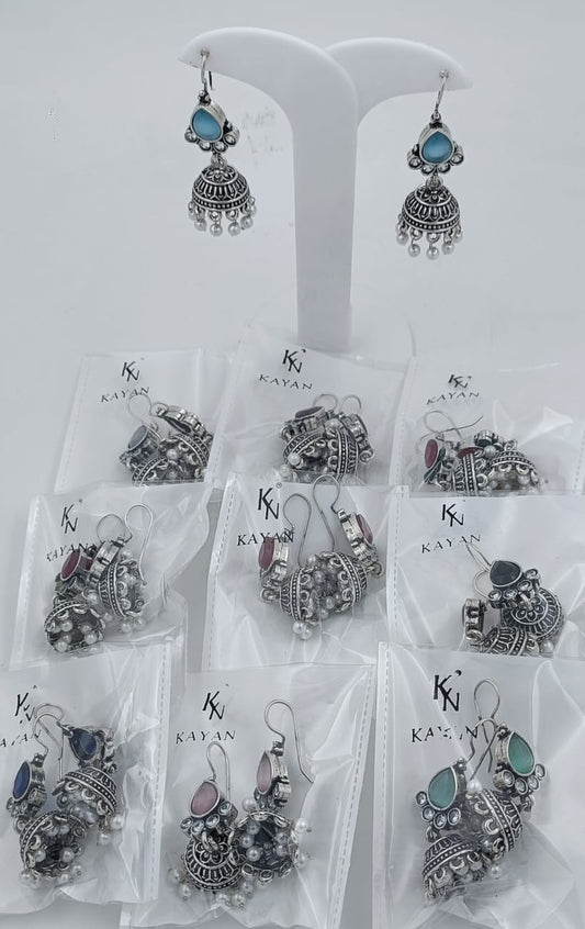 Silver Plated Stone  Earrings Brass Jhumki Earring in Berlin
